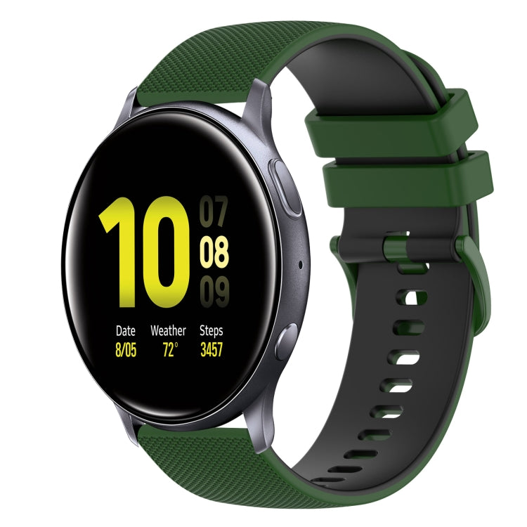 For Samsung Galaxy Watch Active2 40mm 20mm Checkered Two-Color Silicone Watch Band
