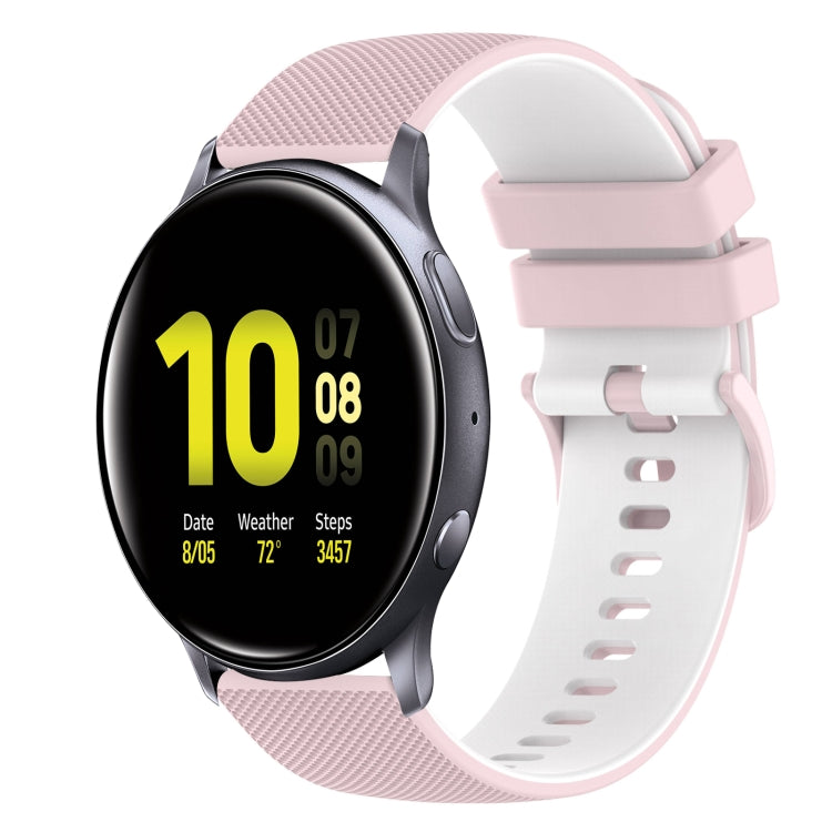 For Samsung Galaxy Watch Active2 40mm 20mm Checkered Two-Color Silicone Watch Band
