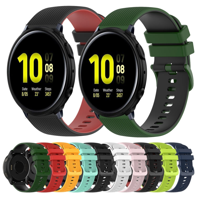 For Samsung Galaxy Watch Active2 40mm 20mm Checkered Two-Color Silicone Watch Band