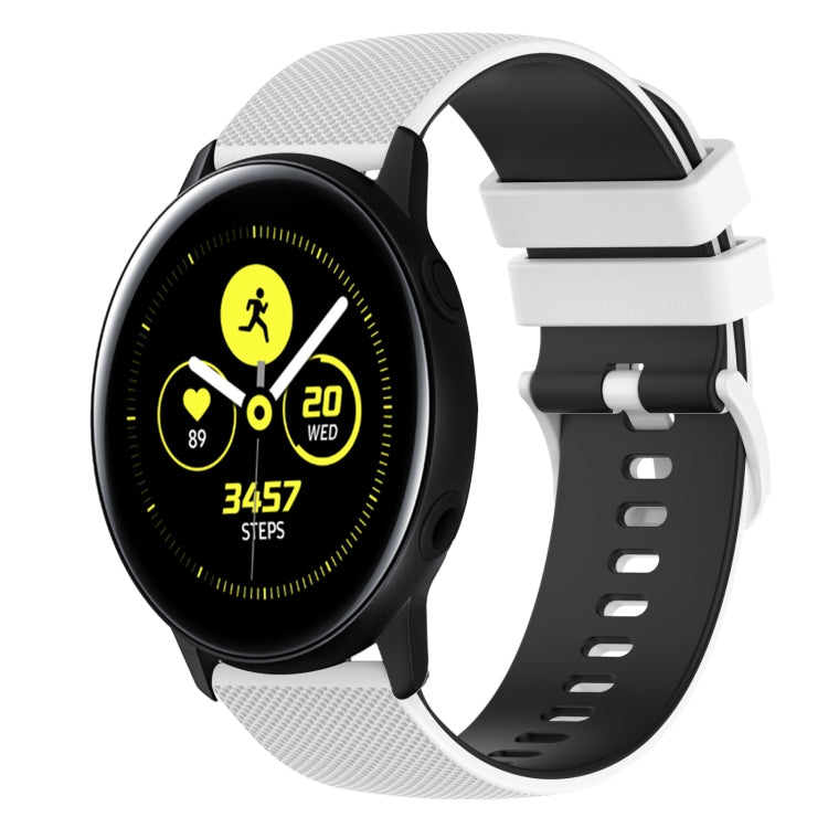 For Samsung Galaxy Watch Active2 44mm 20mm Checkered Two-Color Silicone Watch Band