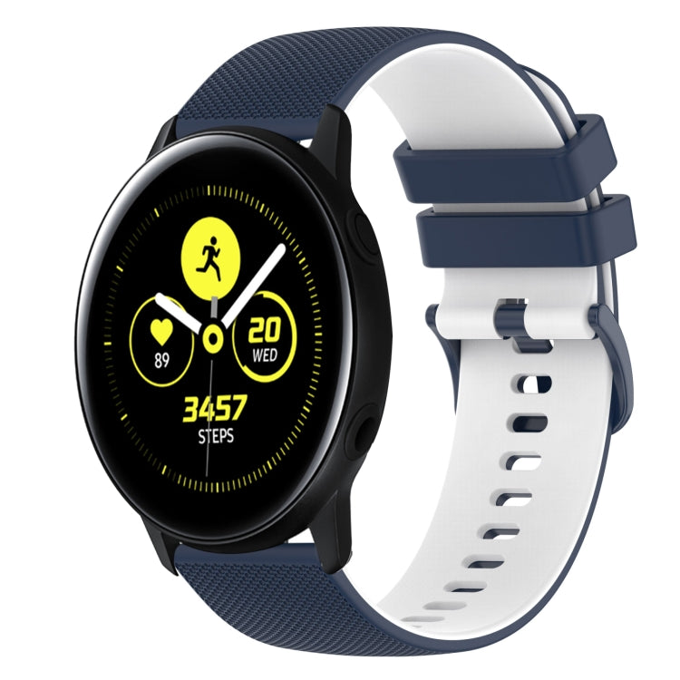 For Samsung Galaxy Watch Active2 44mm 20mm Checkered Two-Color Silicone Watch Band