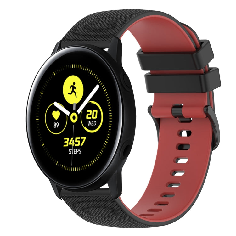 For Samsung Galaxy Watch Active2 44mm 20mm Checkered Two-Color Silicone Watch Band