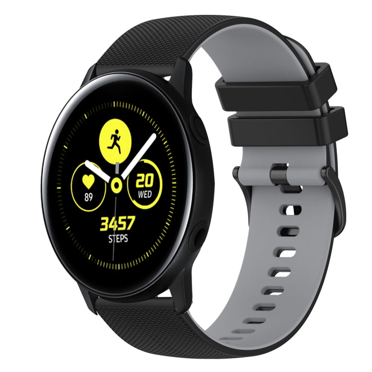 For Samsung Galaxy Watch Active2 44mm 20mm Checkered Two-Color Silicone Watch Band