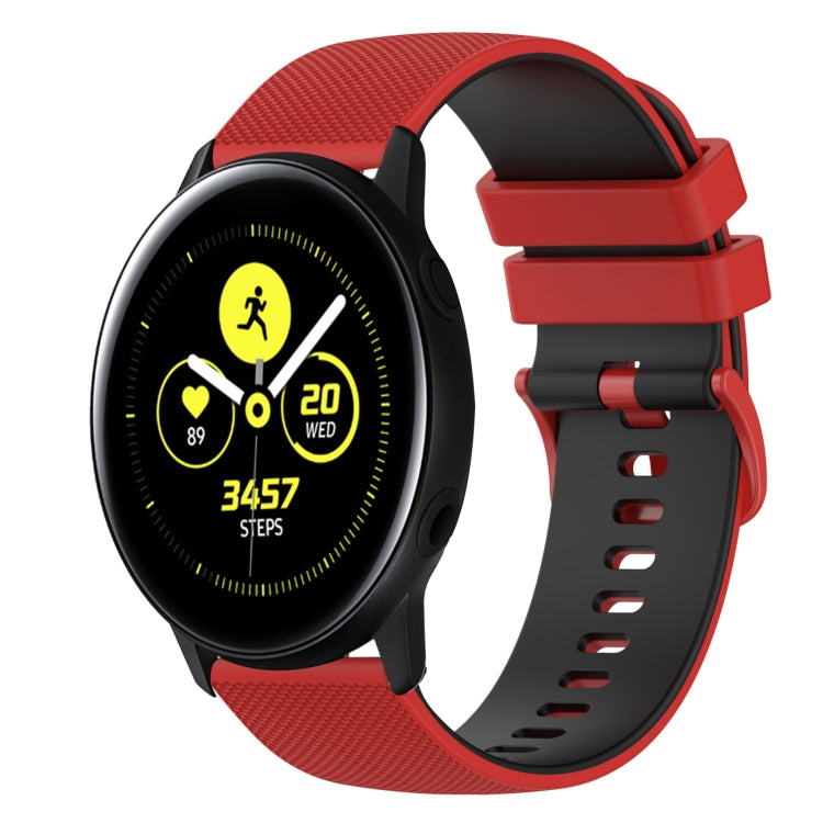 For Samsung Galaxy Watch Active2 44mm 20mm Checkered Two-Color Silicone Watch Band