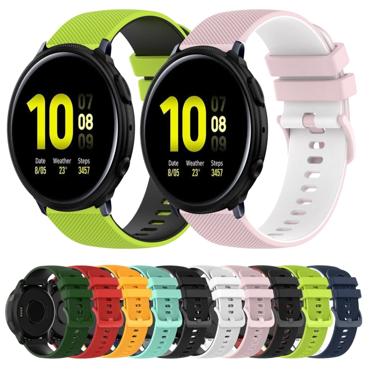For Samsung Galaxy Watch Active2 44mm 20mm Checkered Two-Color Silicone Watch Band