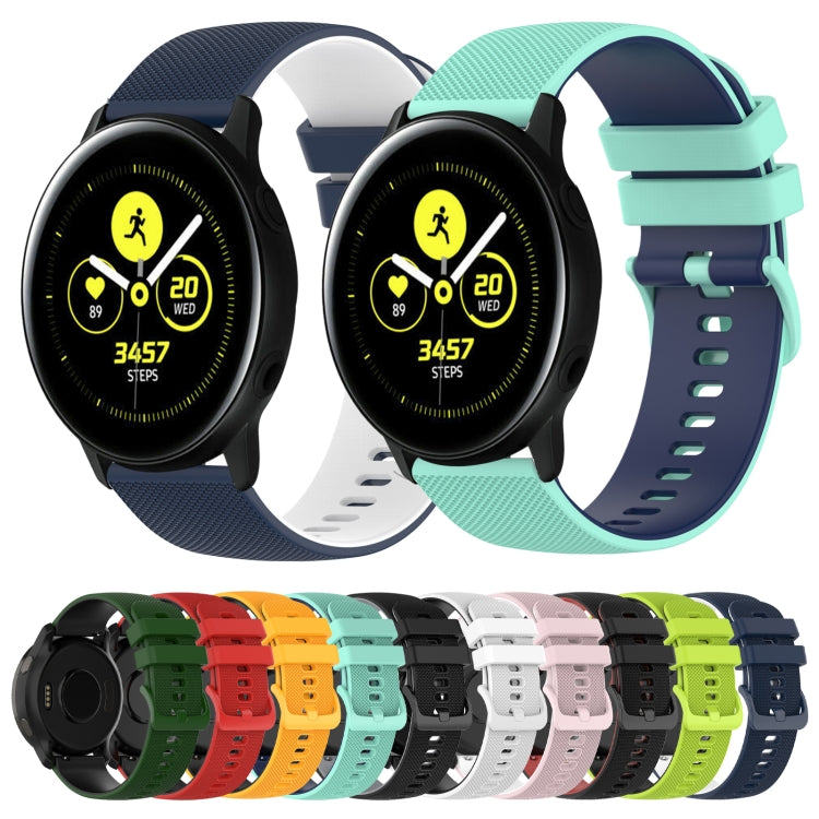 For Samsung Galaxy Watch Active 40mm 20mm Checkered Two-Color Silicone Watch Band