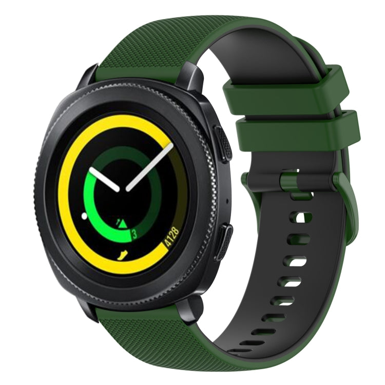For Samsung Gear Sport 20mm Checkered Two-Color Silicone Watch Band