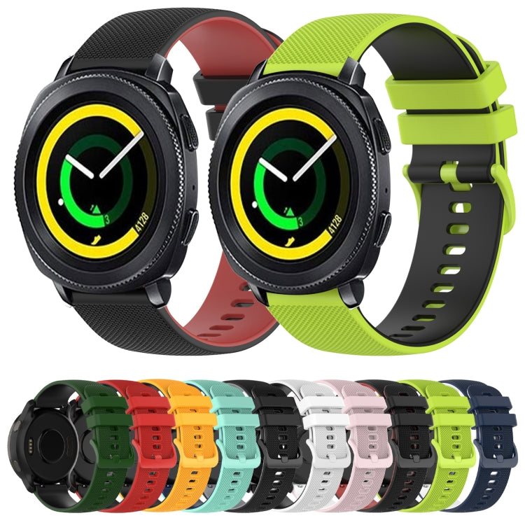 For Samsung Gear Sport 20mm Checkered Two-Color Silicone Watch Band