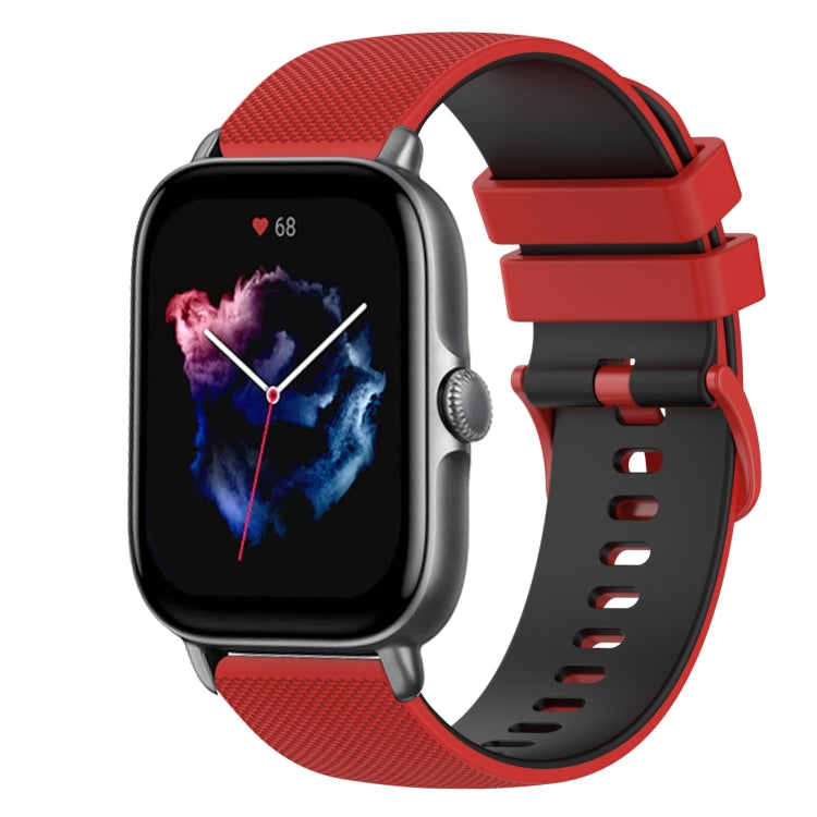 For Amazfit GTS 3 20mm Checkered Two-Color Silicone Watch Band