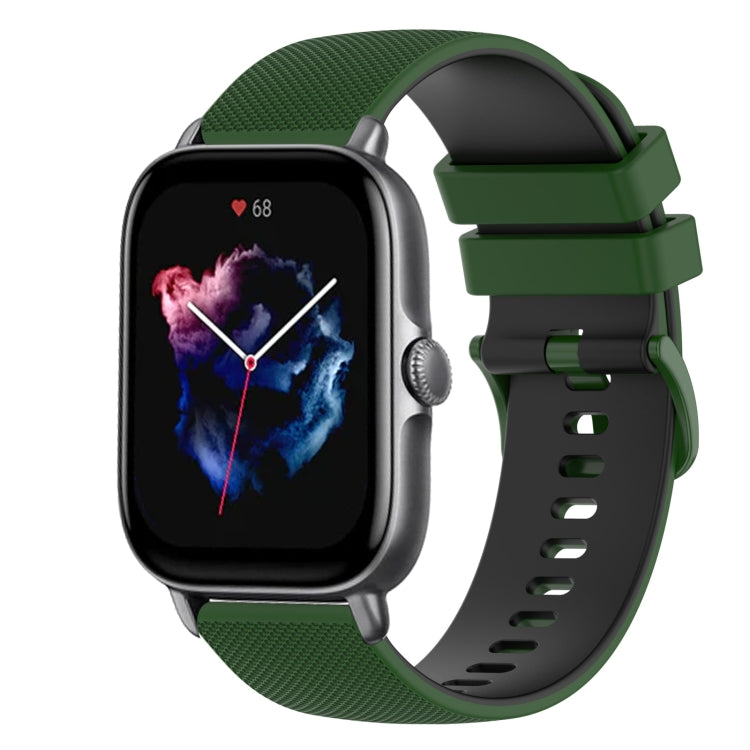 For Amazfit GTS 3 20mm Checkered Two-Color Silicone Watch Band