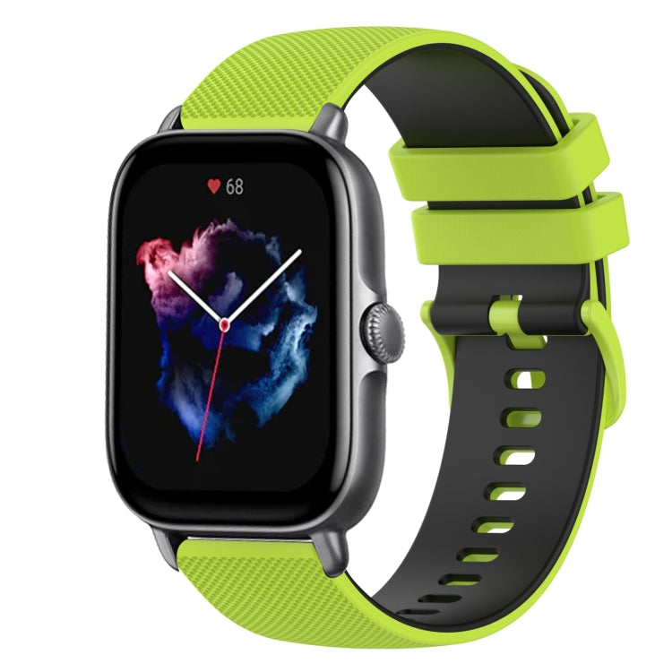 For Amazfit GTS 3 20mm Checkered Two-Color Silicone Watch Band