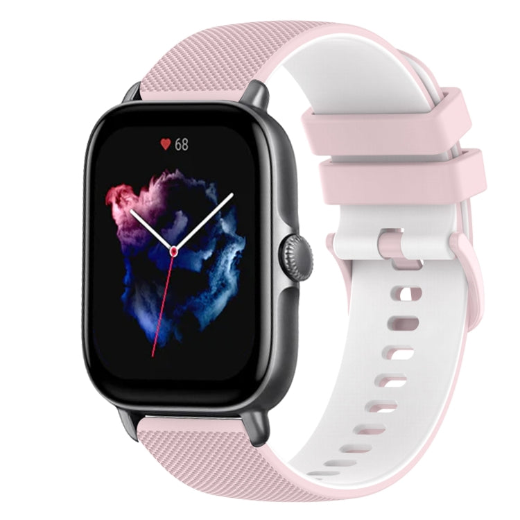 For Amazfit GTS 3 20mm Checkered Two-Color Silicone Watch Band