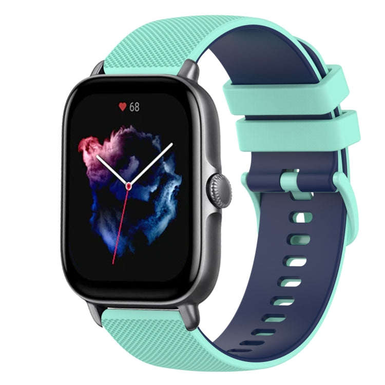 For Amazfit GTS 3 20mm Checkered Two-Color Silicone Watch Band