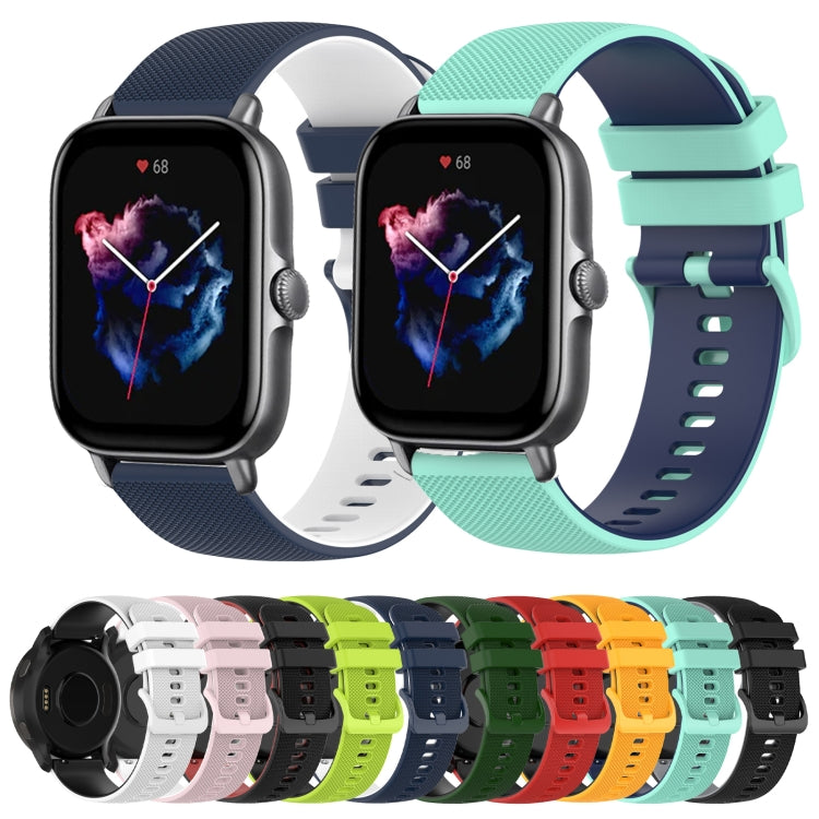 For Amazfit GTS 3 20mm Checkered Two-Color Silicone Watch Band
