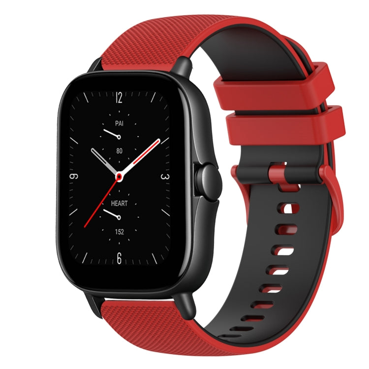 For Amazfit GTS 2E 20mm Checkered Two-Color Silicone Watch Band