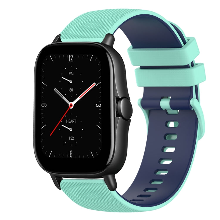 For Amazfit GTS 2E 20mm Checkered Two-Color Silicone Watch Band