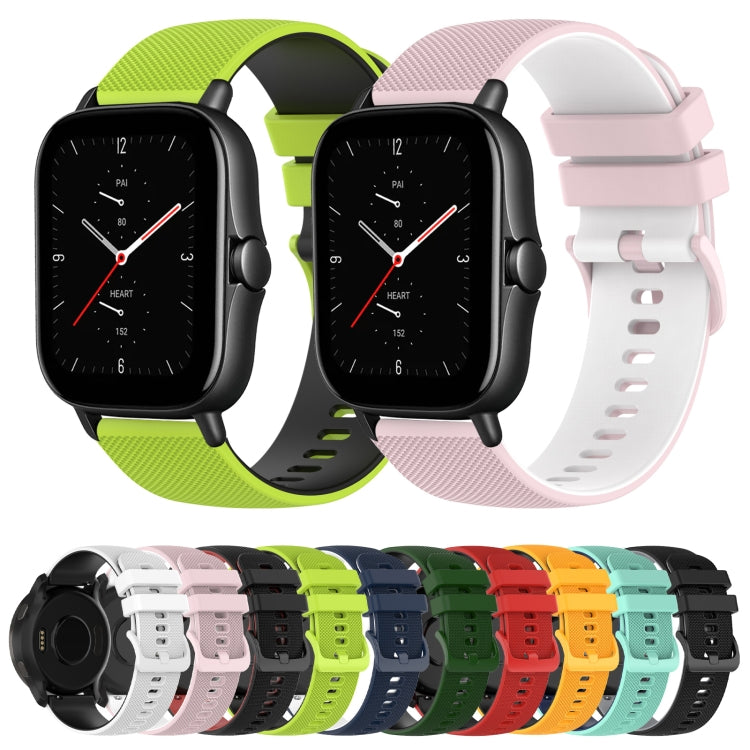 For Amazfit GTS 2E 20mm Checkered Two-Color Silicone Watch Band