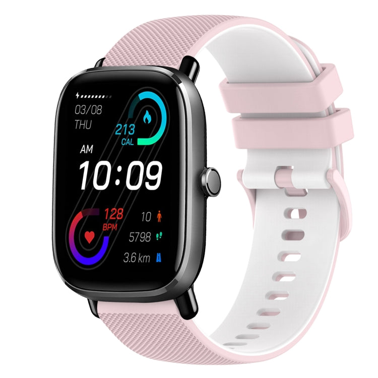 For Amazfit GTS 2 Mini 20mm Checkered Two-Color Silicone Watch Band
