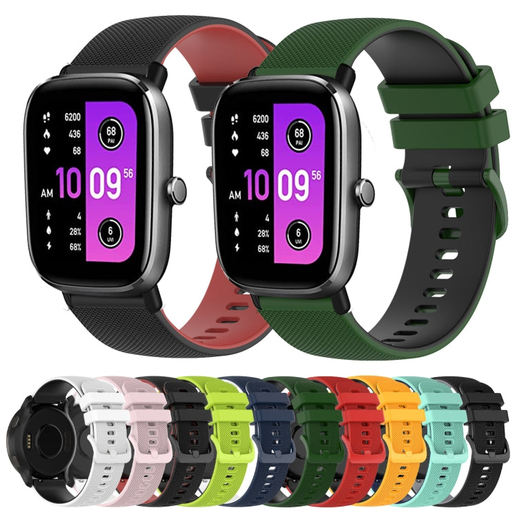 For Amazfit GTS 2 Mini 20mm Checkered Two-Color Silicone Watch Band