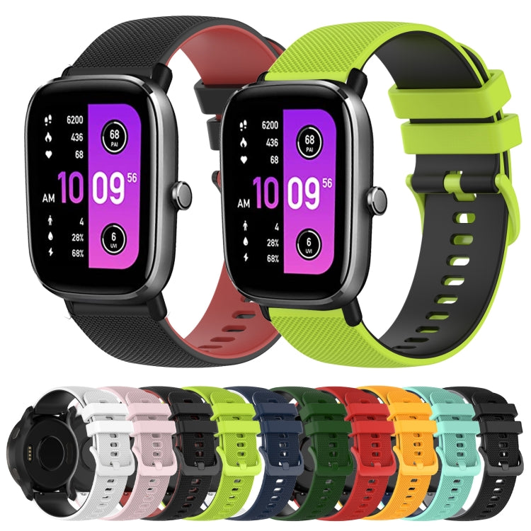 For Amazfit GTS 2 20mm Checkered Two-Color Silicone Watch Band