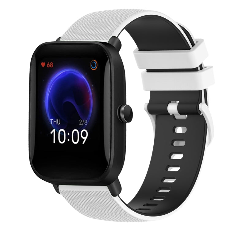 For Amazfit Pop Pro 20mm Checkered Two-Color Silicone Watch Band