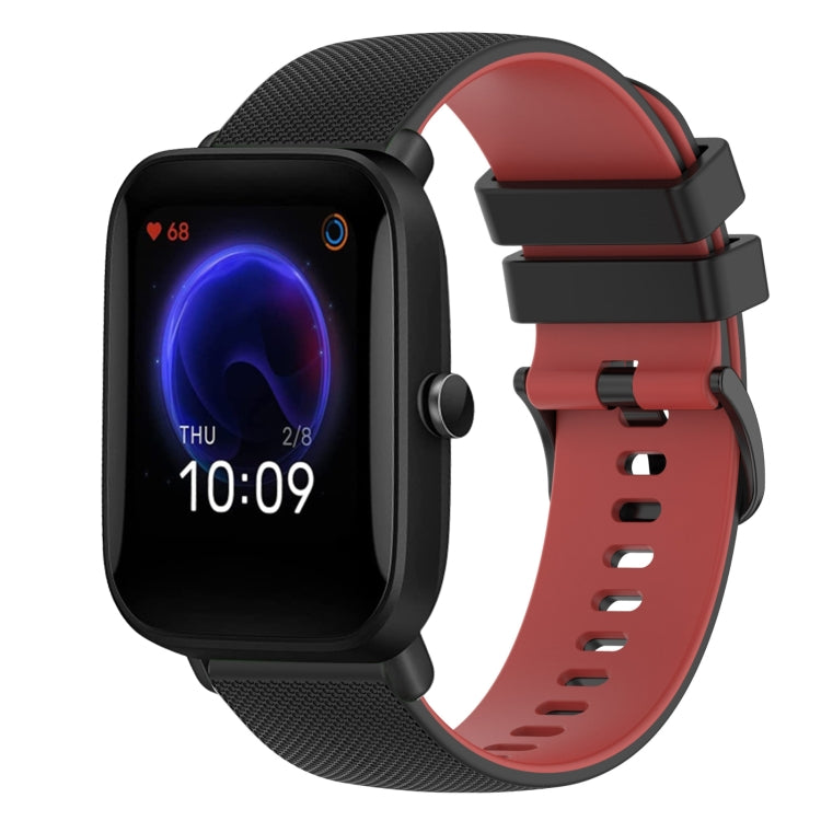 For Amazfit Pop Pro 20mm Checkered Two-Color Silicone Watch Band