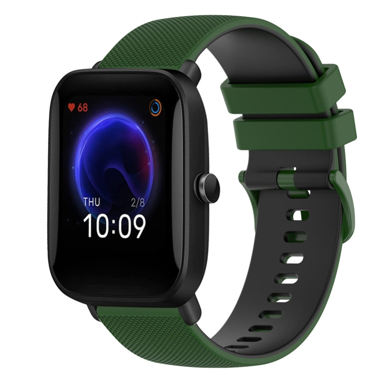 For Amazfit Pop Pro 20mm Checkered Two-Color Silicone Watch Band