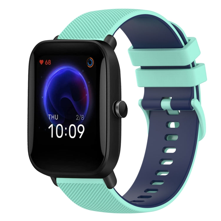 For Amazfit Pop Pro 20mm Checkered Two-Color Silicone Watch Band