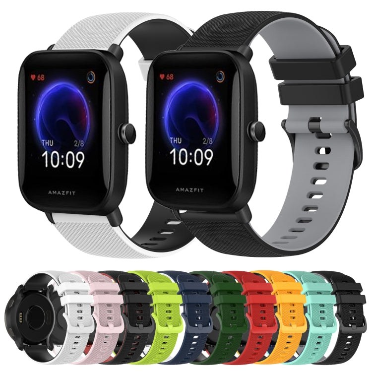 For Amazfit Pop Pro 20mm Checkered Two-Color Silicone Watch Band