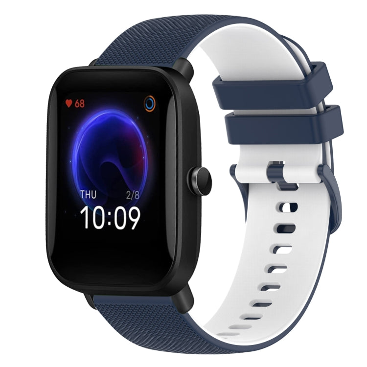 For Amazfit Pop 20mm Checkered Two-Color Silicone Watch Band