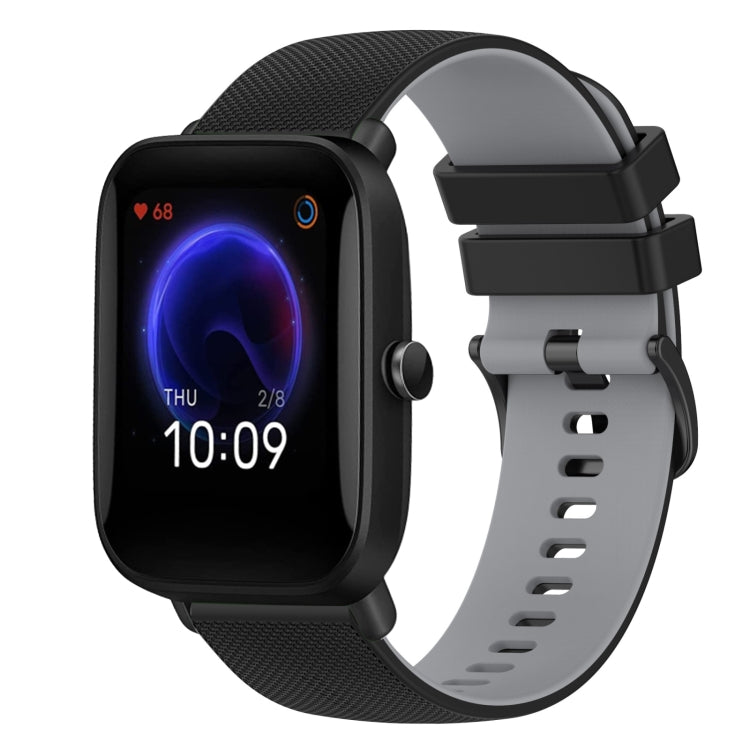 For Amazfit Pop 20mm Checkered Two-Color Silicone Watch Band