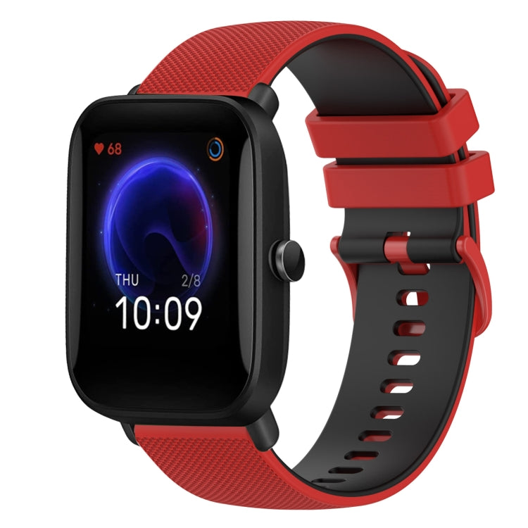 For Amazfit Pop 20mm Checkered Two-Color Silicone Watch Band