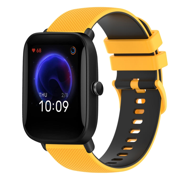 For Amazfit Pop 20mm Checkered Two-Color Silicone Watch Band