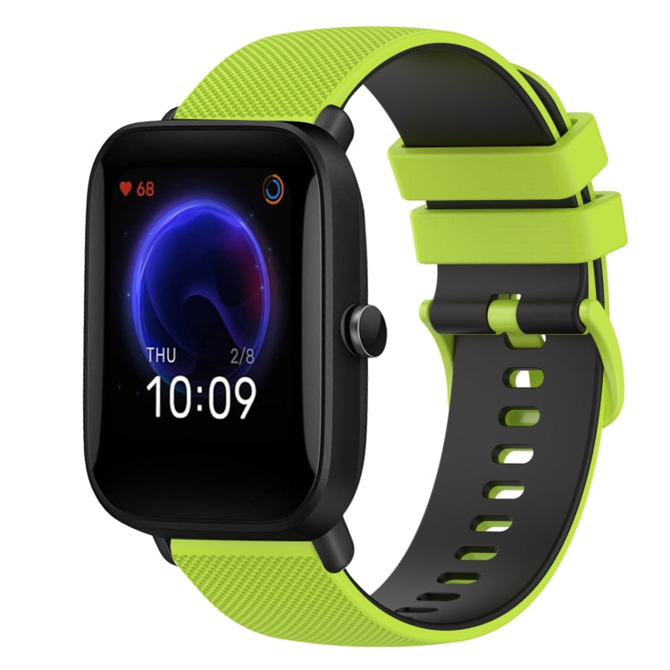 For Amazfit Pop 20mm Checkered Two-Color Silicone Watch Band
