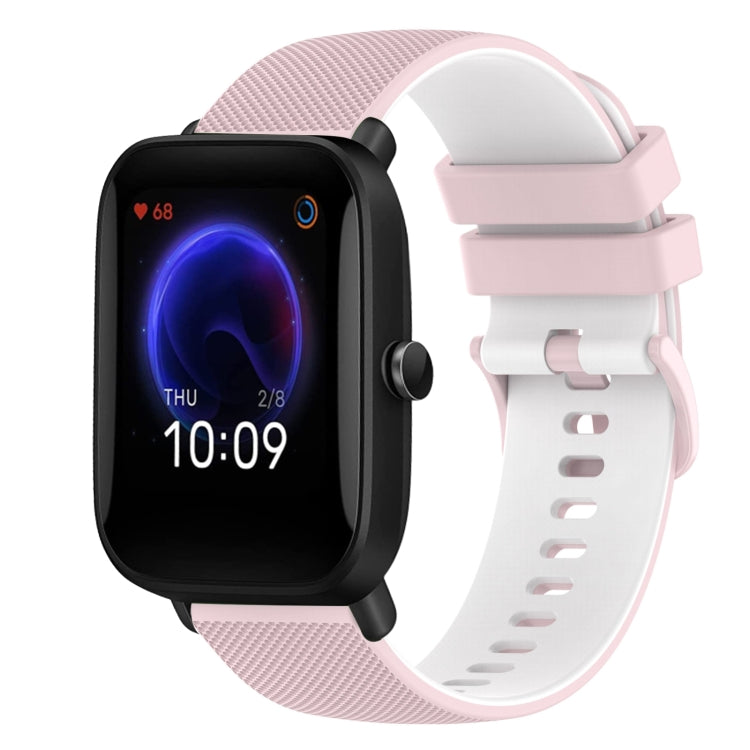 For Amazfit Pop 20mm Checkered Two-Color Silicone Watch Band