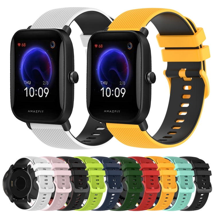 For Amazfit Pop 20mm Checkered Two-Color Silicone Watch Band