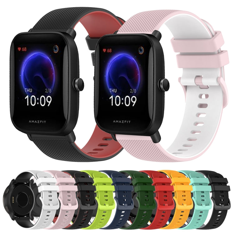 For Amazfit BIP U 20mm Checkered Two-Color Silicone Watch Band
