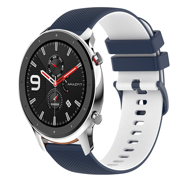 For Amazfit GTR 42mm 20mm Checkered Two-Color Silicone Watch Band