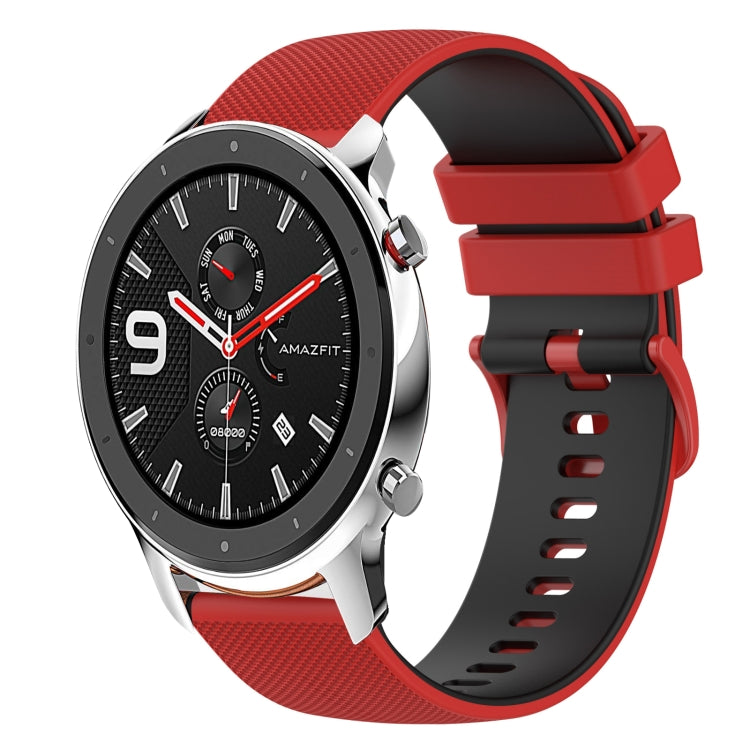 For Amazfit GTR 42mm 20mm Checkered Two-Color Silicone Watch Band