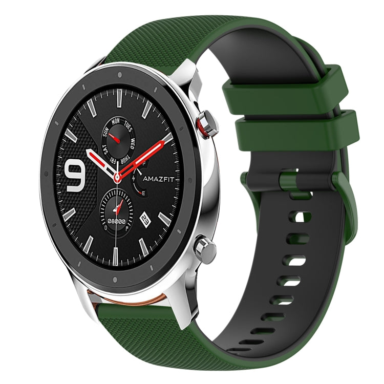 For Amazfit GTR 42mm 20mm Checkered Two-Color Silicone Watch Band