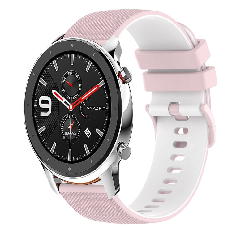 For Amazfit GTR 42mm 20mm Checkered Two-Color Silicone Watch Band