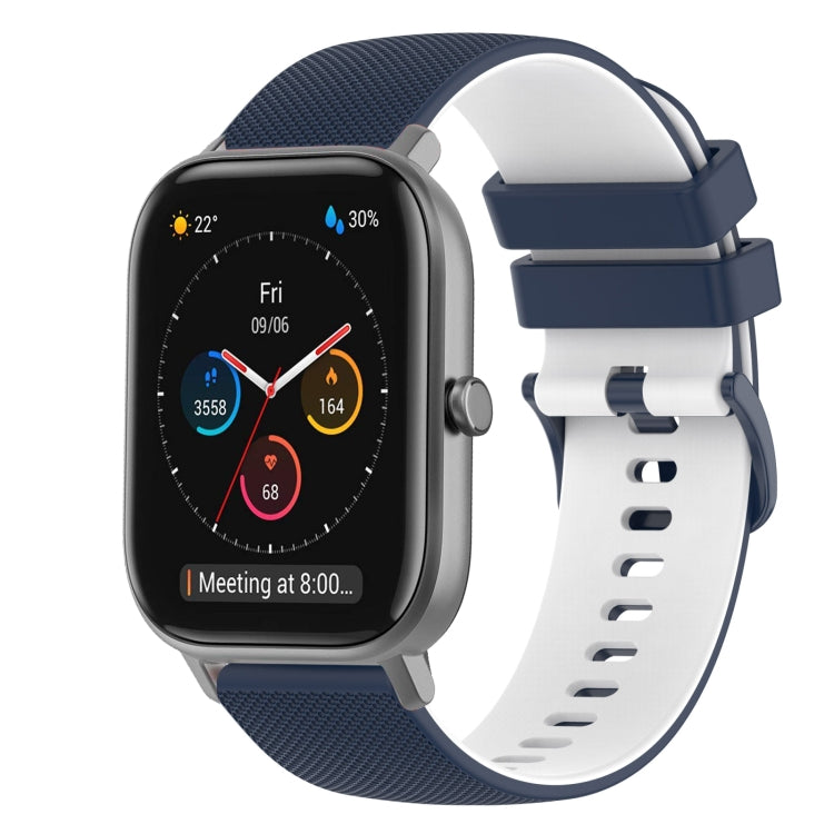 For Amazfit GTS 20mm Checkered Two-Color Silicone Watch Band