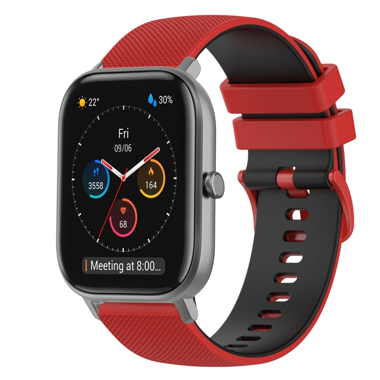 For Amazfit GTS 20mm Checkered Two-Color Silicone Watch Band