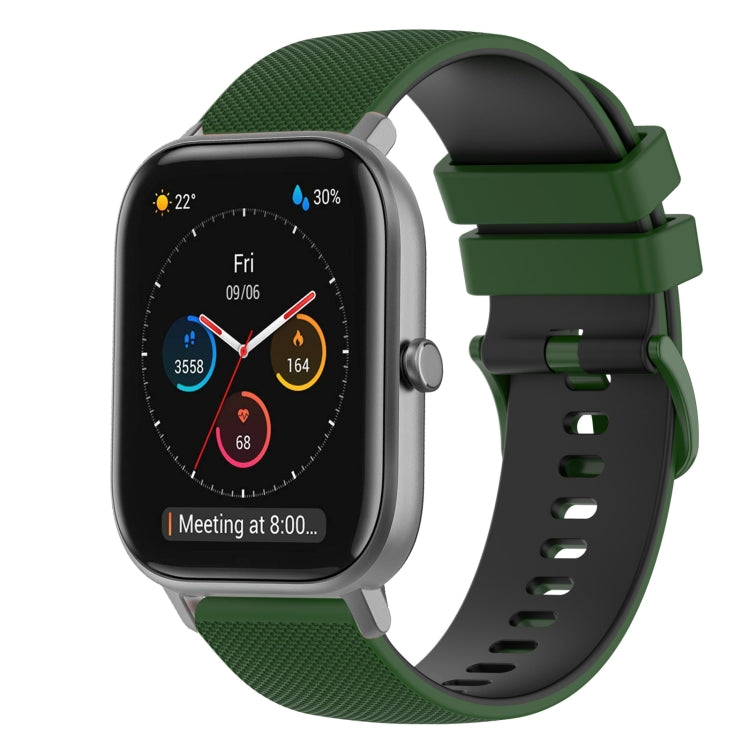 For Amazfit GTS 20mm Checkered Two-Color Silicone Watch Band