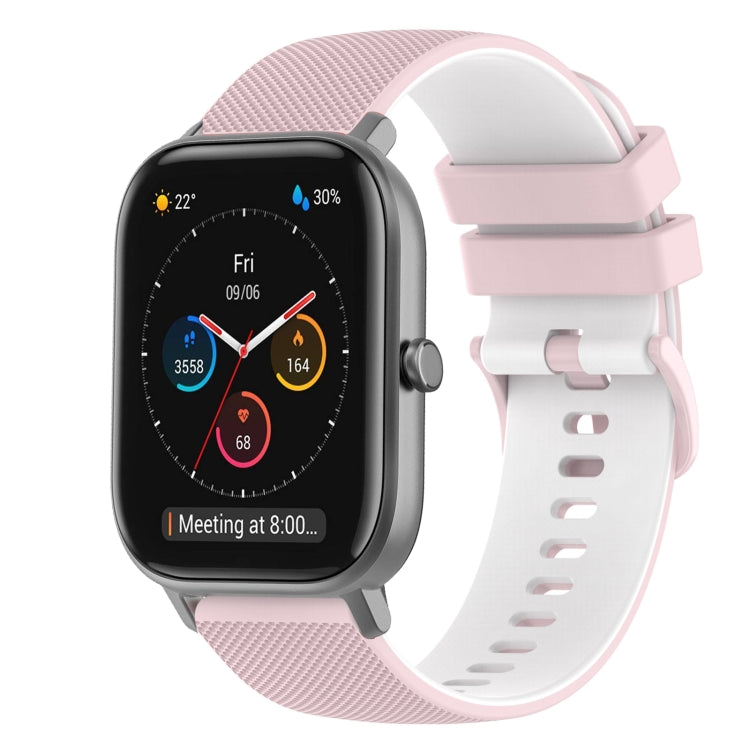 For Amazfit GTS 20mm Checkered Two-Color Silicone Watch Band