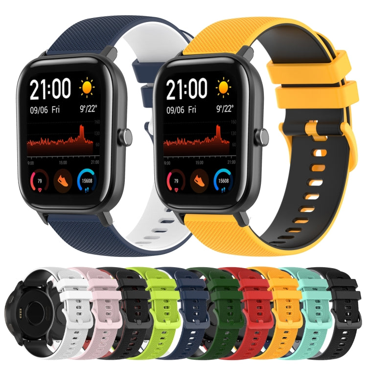 For Amazfit GTS 20mm Checkered Two-Color Silicone Watch Band