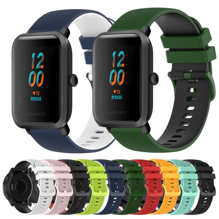 For Amazfit BIP 20mm Checkered Two-Color Silicone Watch Band