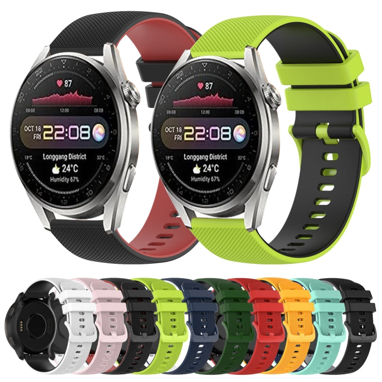 For Huawei Watch GT3 Pro 43mm 20mm Checkered Two-Color Silicone Watch Band