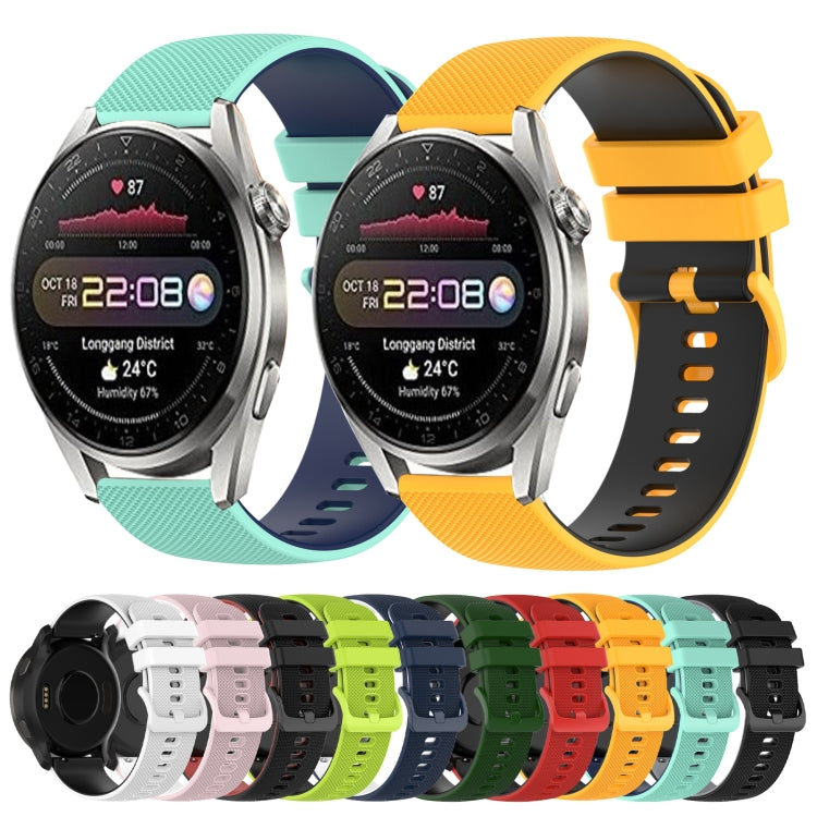 For Huawei Watch GT3 42mm 20mm Checkered Two-Color Silicone Watch Band