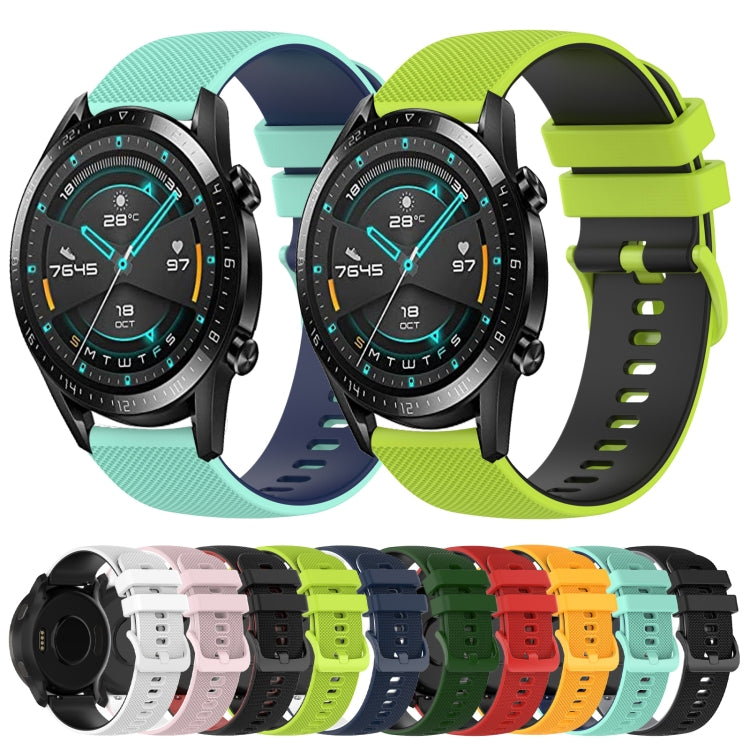 For Huawei Watch GT2 42mm 20mm Checkered Two-Color Silicone Watch Band